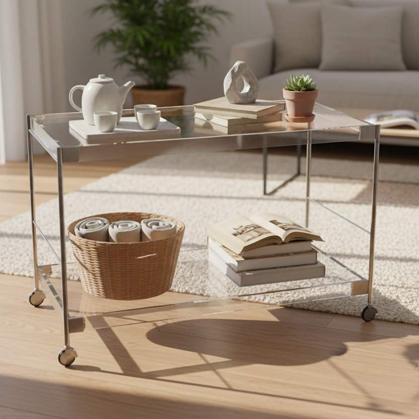 亚克力移动边几置物架