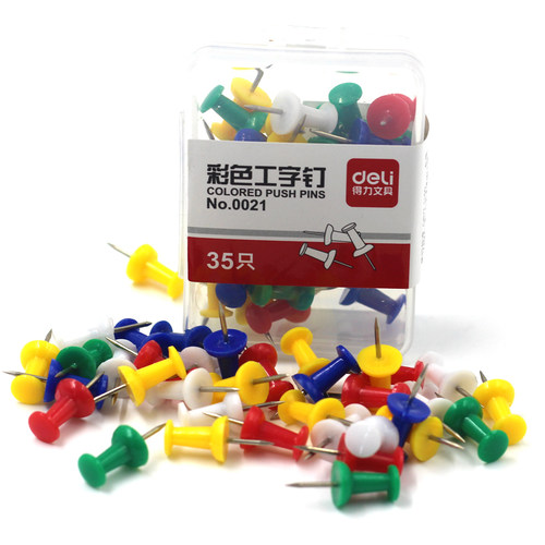 得力（deli）0021彩色工字钉手工绘画固定软木留言板图钉幼儿园