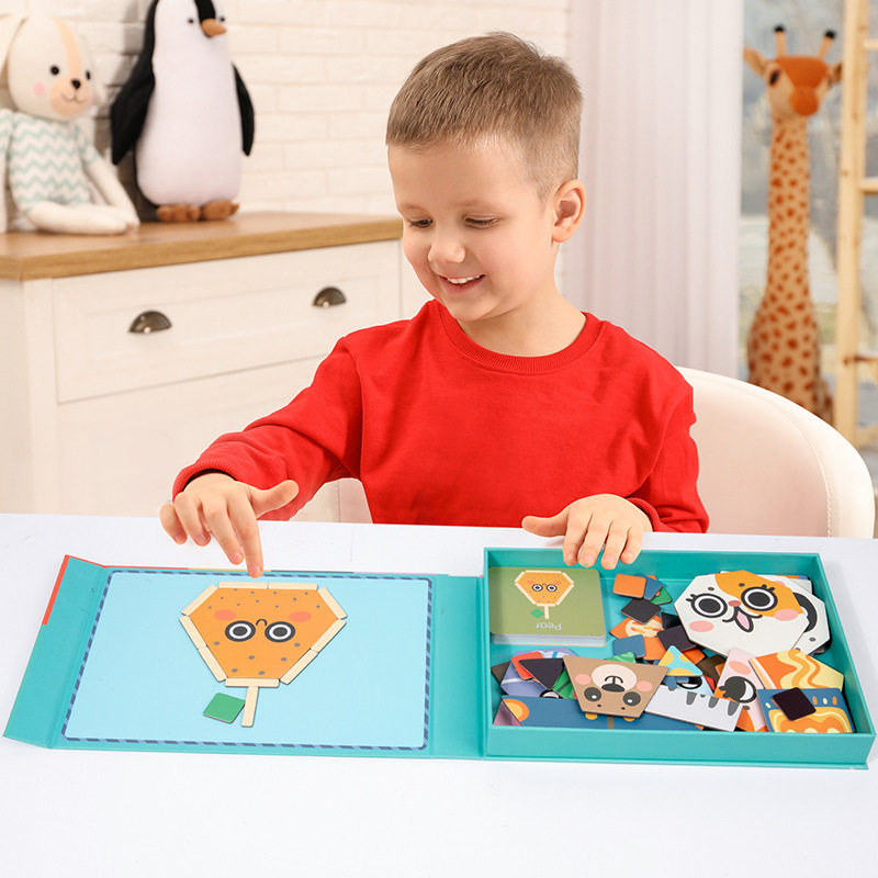 儿童木制动物趣味拼图宝宝早教磁性贴拼拼乐益智开发玩具2-3-4岁