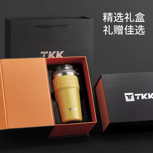TKK保温杯陶瓷内胆咖啡杯男士生款便携车载保冷不锈钢吸管水杯子