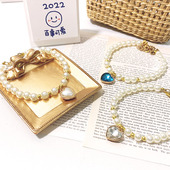 宠物项链狗狗项圈小猫咪珍珠复古爱心水晶吊坠泰迪脖子可爱装 饰品