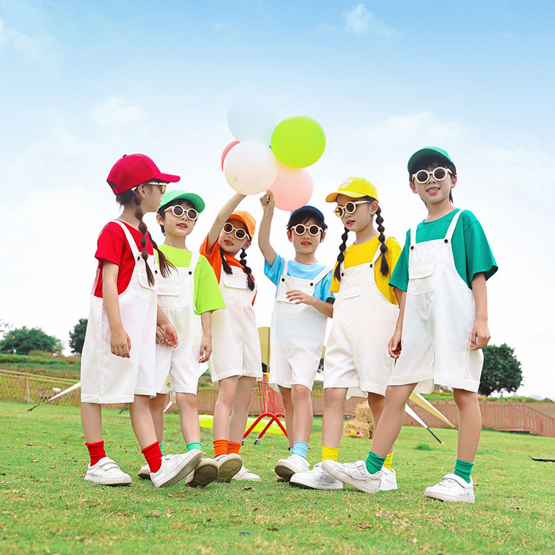 六一儿童合唱演出服幼儿园舞蹈糖果色毕业小学生七彩啦啦队表演服