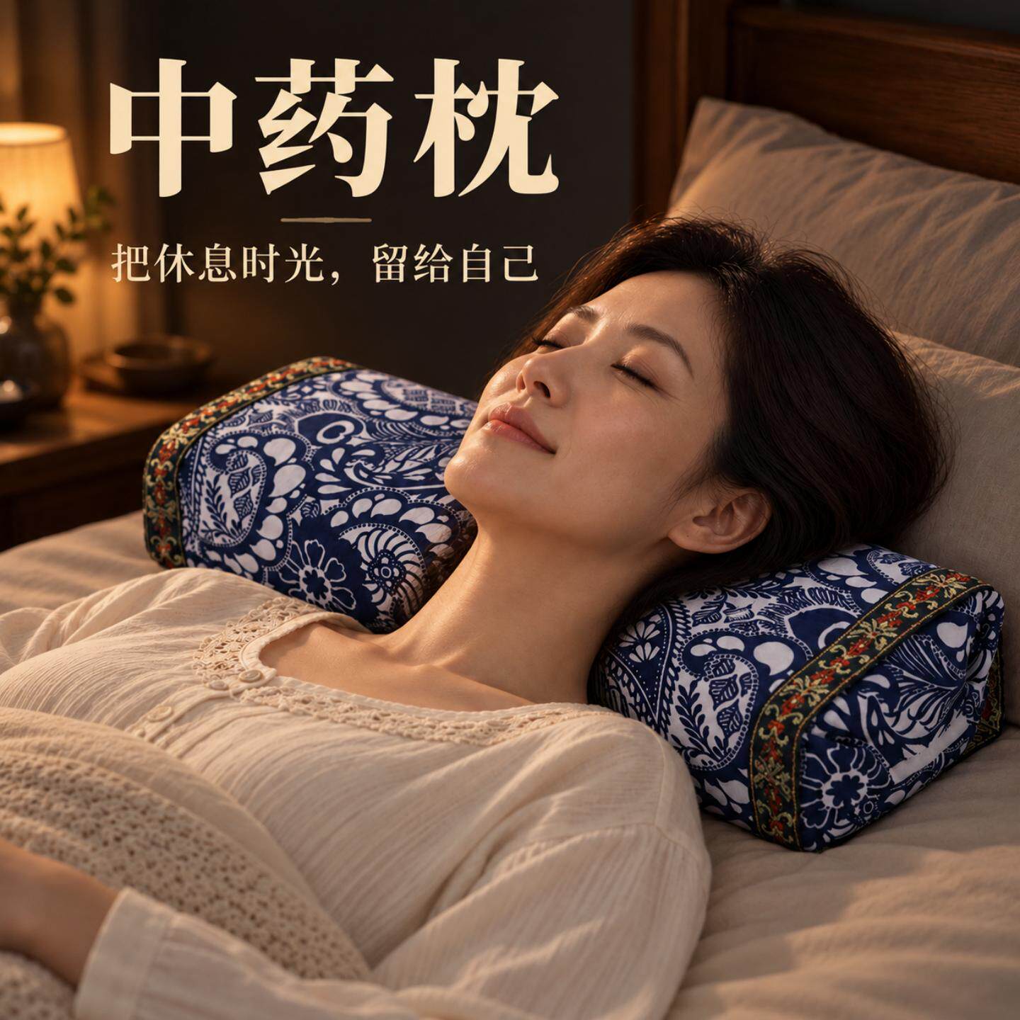 柏籽壳枕头枕芯草本植物填充深度睡眠老粗布宫廷枕护颈椎花草枕