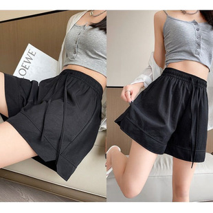 五分运动裤 白色奶芙山本短裤 跑步休闲宽松阔腿中裤 2025新款 女夏季