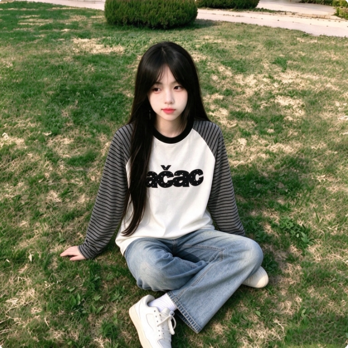 美式复古条纹插肩长袖t恤女大童春秋装初中高中学生宽松打底上衣