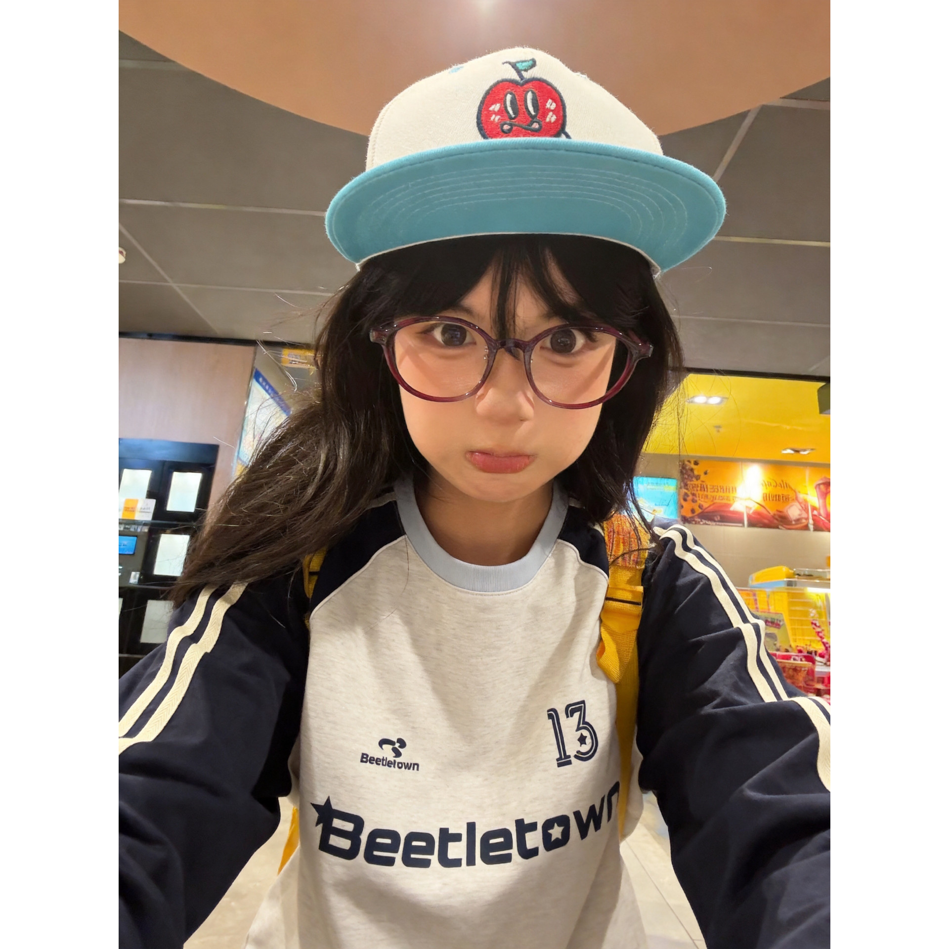 美式复古运动风插肩长袖T恤女大童夏季初中高中学生宽松百搭上衣