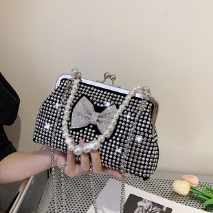 女包高端大气上档次包包女2025新款单肩斜挎女包时尚镶钻小方包网