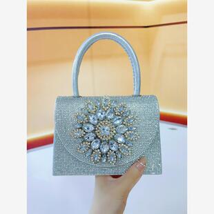 女包高端大气上档次闪亮复古银色手提包包女2024新款夏季高级感轻