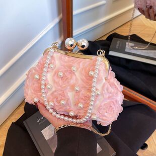 女包高端大气上档次独特小众花朵包包女式2025新款珍珠手提贝壳包