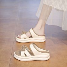 巨好看舒服的凉鞋黑色厚底凉鞋女款夏季外穿配裙子2025年新款软底