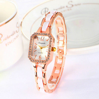 女士链式手表镶钻水晶女士方形女表简约韩版气质手链手表新款时尚