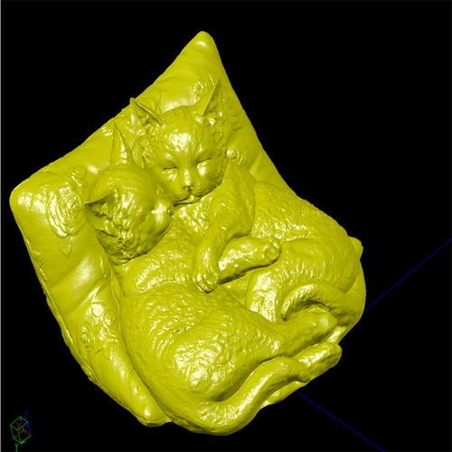 睡猫情侣动物三维立体图圆雕图纸stl文件雕刻机3D打印模型素材