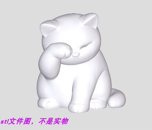 困觉猫揉眼猫咪害羞宠物艺术动物三维图stl文件图3D打印模型素材
