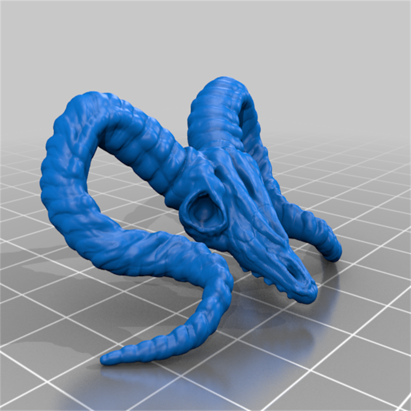 羊头骨角动物卡通动漫三维立体图stl文件圆雕刻机3D打印模型素材