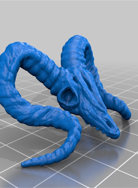 羊头骨角动物卡通动漫三维立体图stl文件圆雕刻机3D打印模型素材