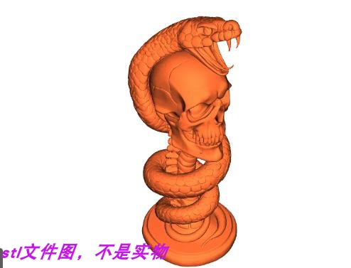 蛇毒蛇蟒蛇头骨骷髅三维立体图纸stl文件图雕刻机3D打印模型素材