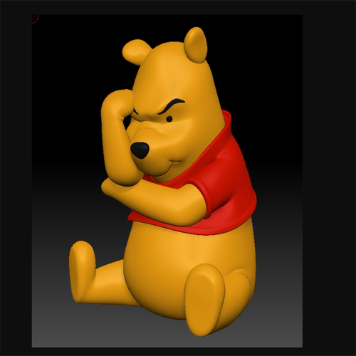 小熊维尼动物卡通动漫三维立体图纸stl文件雕刻机3D打印模型素材