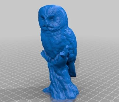 鸟猫头鹰动物树桩摆件扫描三维立体圆雕图stl文件3D打印模型素材
