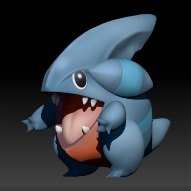 圆陆鲨宝可梦神奇宝贝口袋妖怪手办玩具三维立体stl文件图3d打印