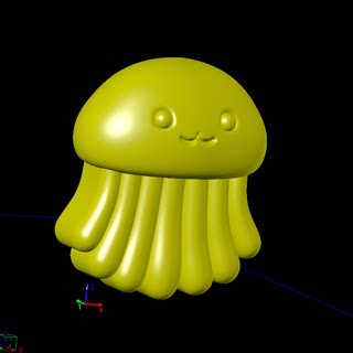 水母动物卡通三维立体图圆雕图纸stl文件雕刻机3d打印模型素材