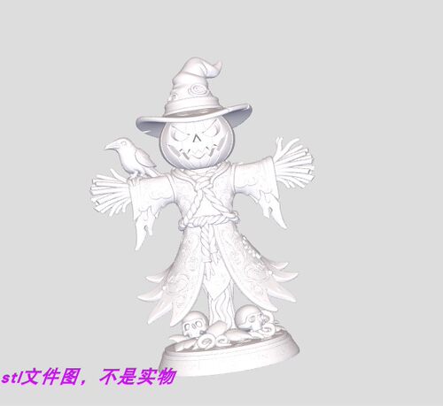稻草人乌鸦鸟巫师帽万圣节幽灵头骨万圣节立体图stl文件3D打印图