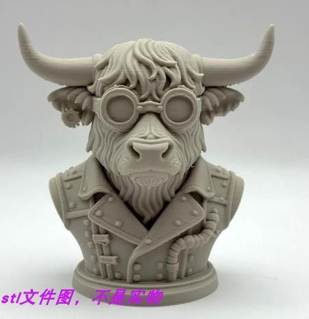 时尚牛国王动物公牛野牛三维立体普通stl文件图3D打印模型素材
