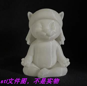 酷猫咪祈祷冥想坐禅动物打坐瑜伽摆件三维stl文件图3d打印模型