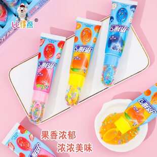 比得熊果挤摇勺果酱糖果流质糖果圆珠糖果超市供货摆摊零食