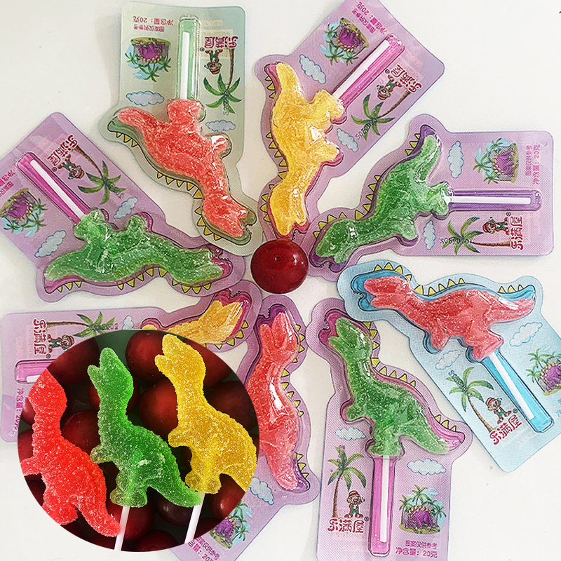 小恐龙软糖创意卡通水果味棒棒糖网红儿童糖果批发休闲零食