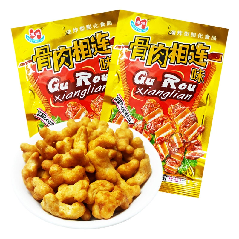 骨肉相连膨化小零食8090后儿时童年怀旧香辣肉味宿舍校园5毛钱