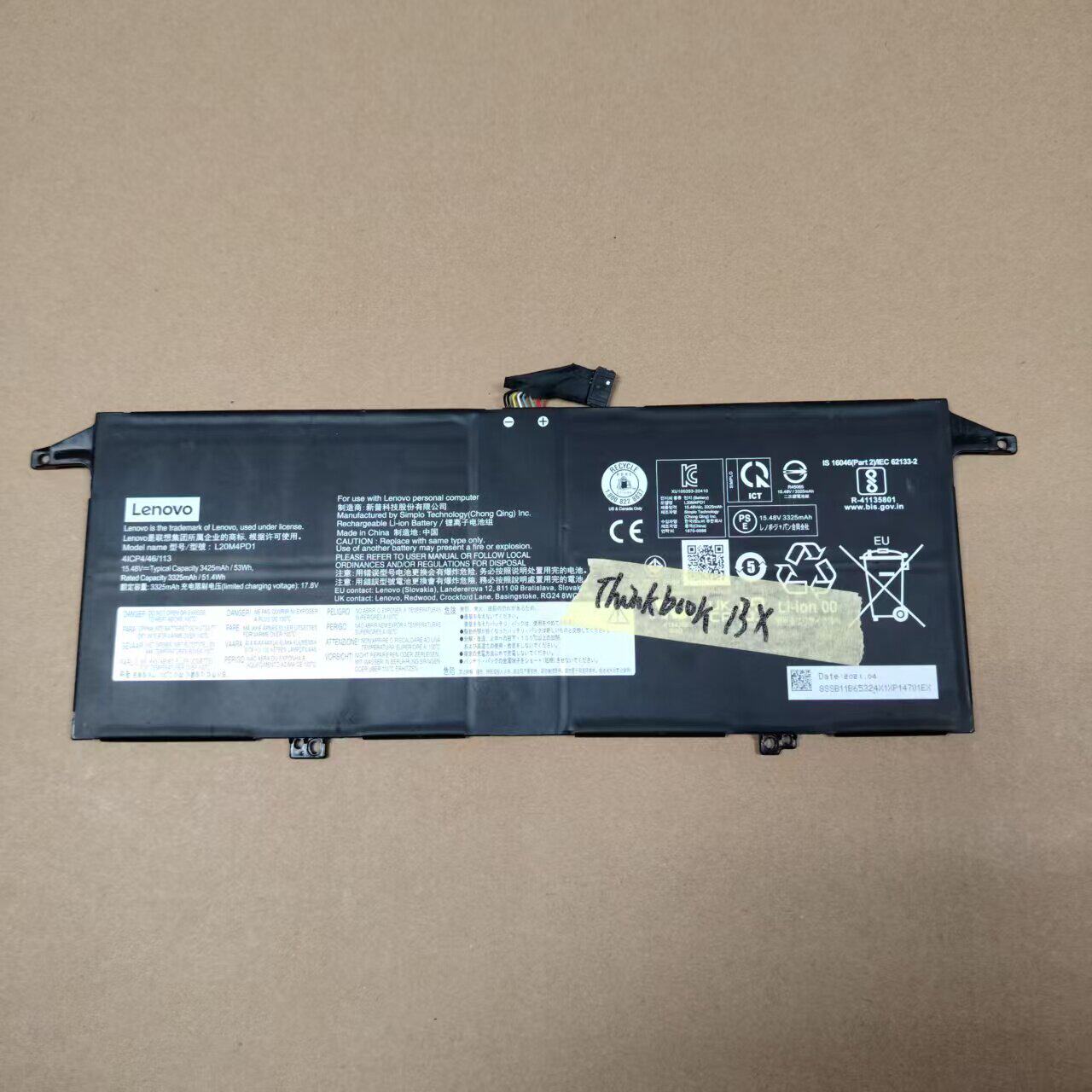 原装联想 ThinkBook 13x ITG Plus G2 L20D4PD1 L20M4PD1电池图片