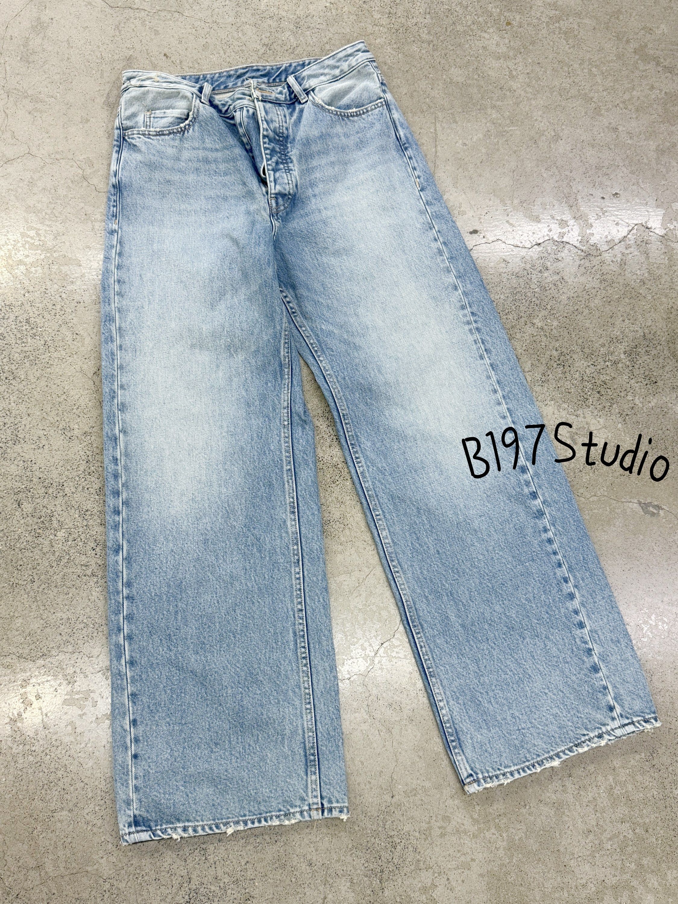 thumbnail for Vujade009-STEVE hand-milled American retro fashion casual versatile autumn and winter loose straight-leg jeans