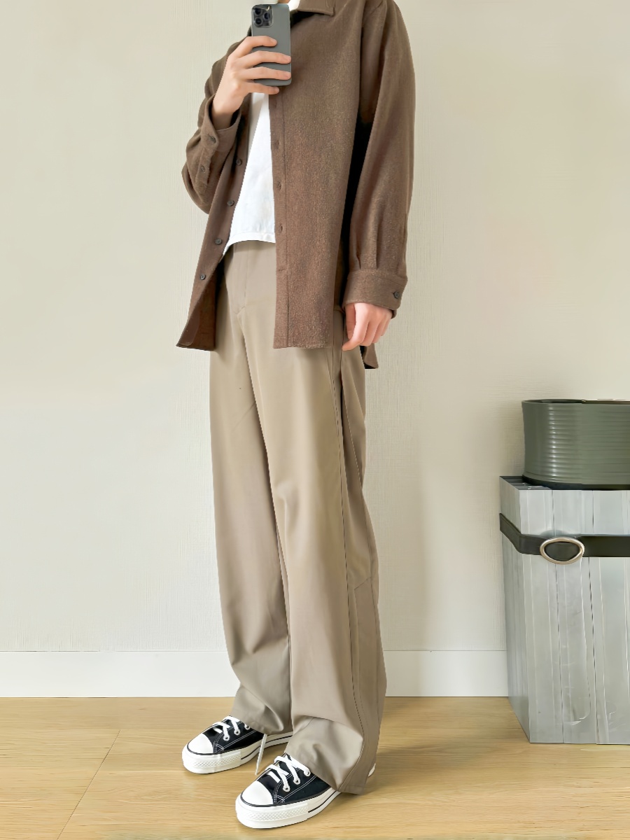 thumbnail for Vujade008-GALA three-dimensional tailoring worsted wool trousers casual all-match straight zipper pants Kenijima