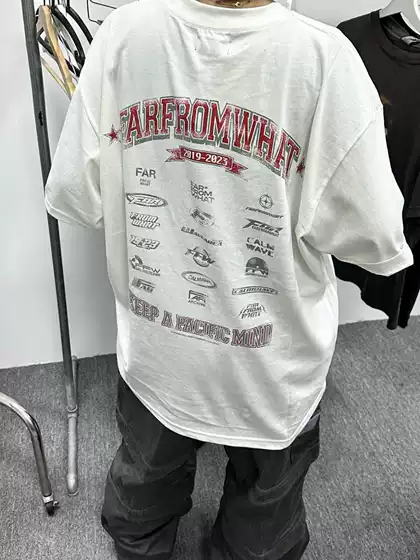 New Far Archive Letter Logo Printed Short-Sleeved Casual Fashion Loose Round Neck Popular Trendy Brand T-Shirt