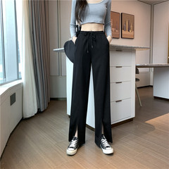 Women's high waist straight tube new fashion loose Korean leisure wide leg pants