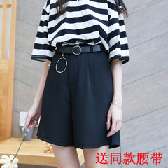 Real shot black five point Suit Shorts women's summer 2019 new loose Korean straight high waist pants fashion