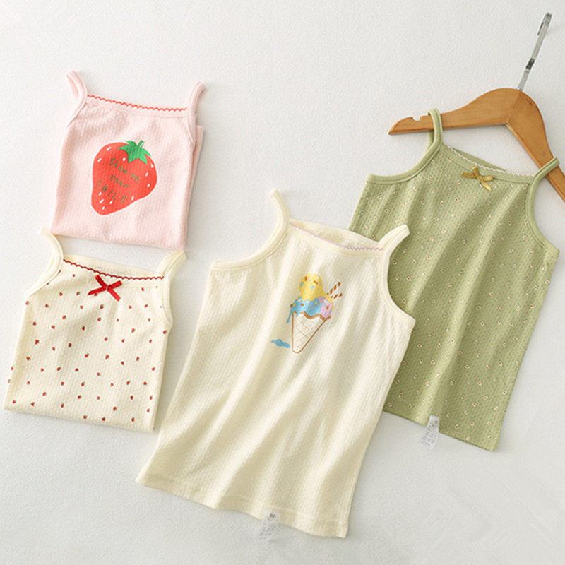 2件装外贸婴儿童宝宝吊带衫夏季薄款网眼全纯棉中大女童背心上衣