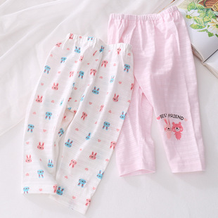 子 超薄竹节纯棉大PP防蚊空调防蚊睡裤 外贸男女婴儿童长裤 宝宝夏季