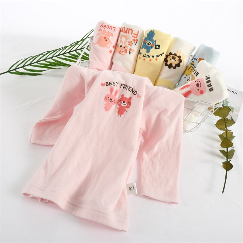 外贸纯棉春秋冬季男女宝宝婴儿童长袖T恤上衣保暖居家秋衣睡衣服