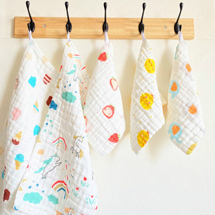 新生婴儿童宝宝柔软全纯棉纱布口水巾加厚洗脸喂奶小方长毛巾手帕