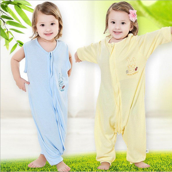 清仓特价！沐童竹纤维婴儿宝宝分腿睡袋春夏季薄款背心式儿童睡衣