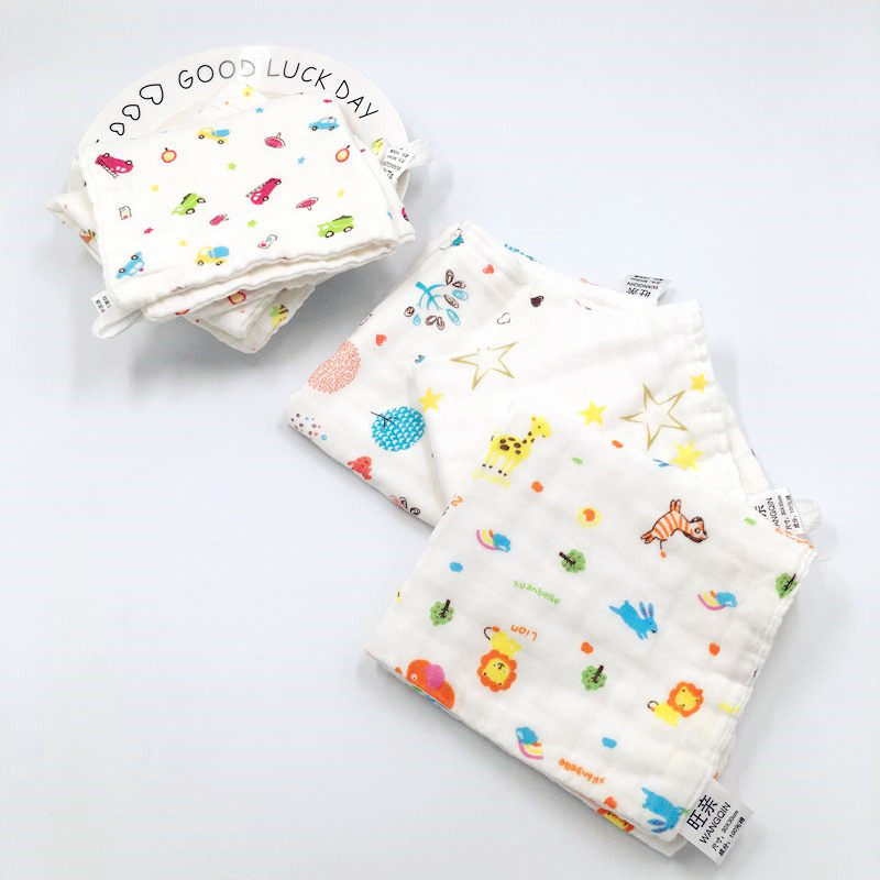 5条6层超柔加厚大新生婴儿宝宝纯棉水洗纱布口水巾洗脸长方枕毛巾