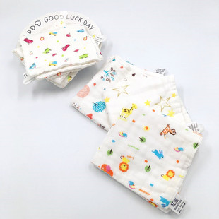 5条6层超柔加厚大新生婴儿宝宝纯棉水洗纱布口水巾洗脸长方枕毛巾