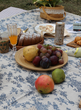 秋季露营野餐垫复古ins风韩式蓝色碎花郊游网红户外便携防潮垫子
