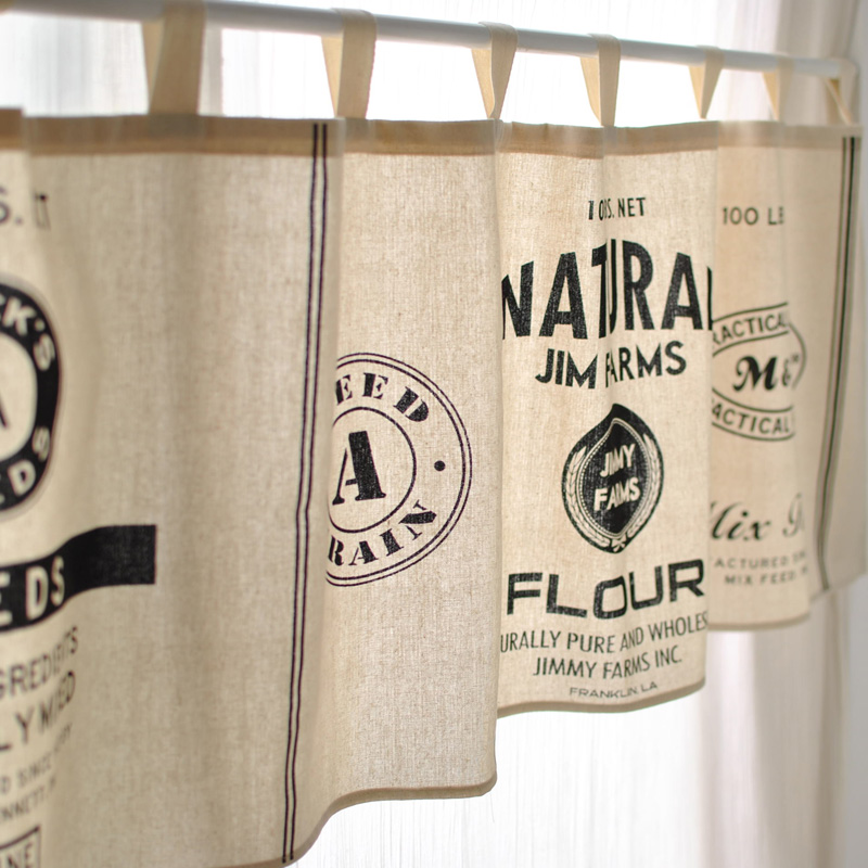 ins风北欧英文咖啡帘半帘遮挡帘