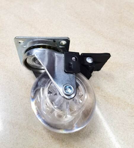2寸万向轮透明脚轮子家具轮轱辘轮儿童车带刹车制静音耐磨防滑轮