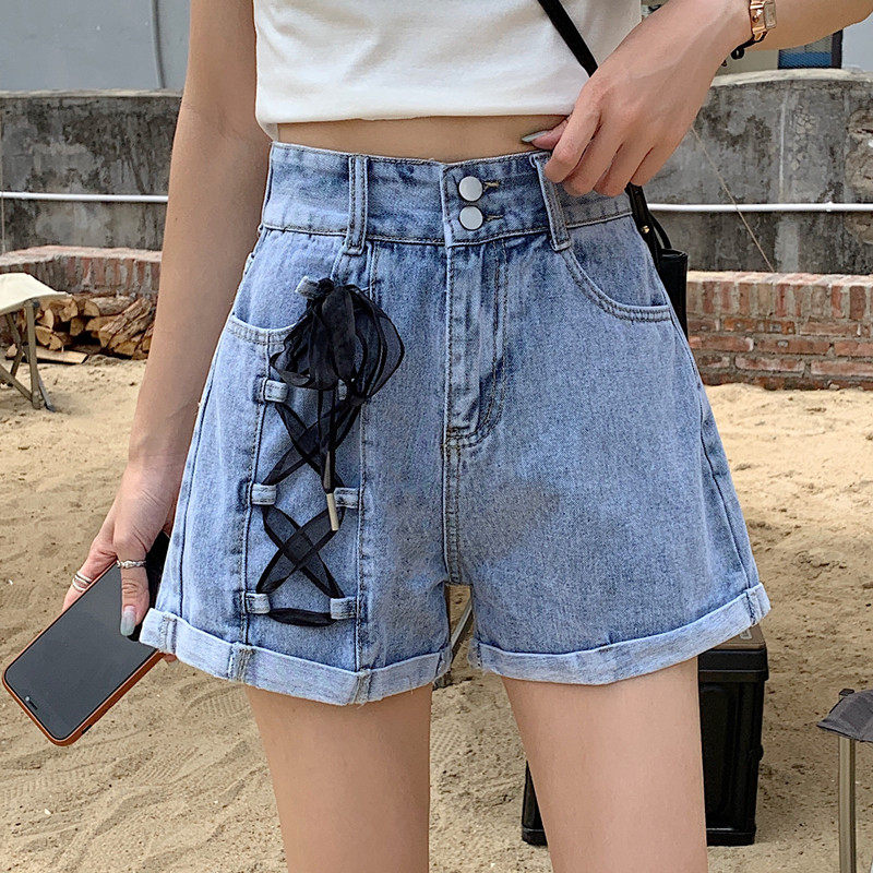 Real price ~ Wide Leg Denim Shorts women's summer new Korean high waist student loose Harem Pants hot pants