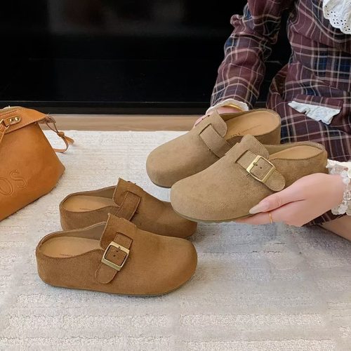 新款内增高5CM勃肯鞋女包头半拖鞋女外穿一脚蹬懒人鞋博肯鞋F010