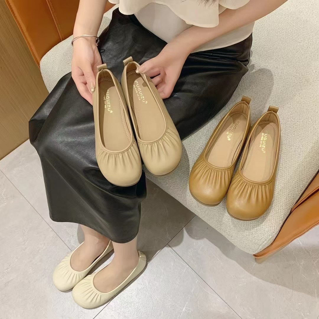 玛丽珍一脚蹬圆头女2025夏季韩版软底浅口平底豆豆鞋奶奶鞋2839