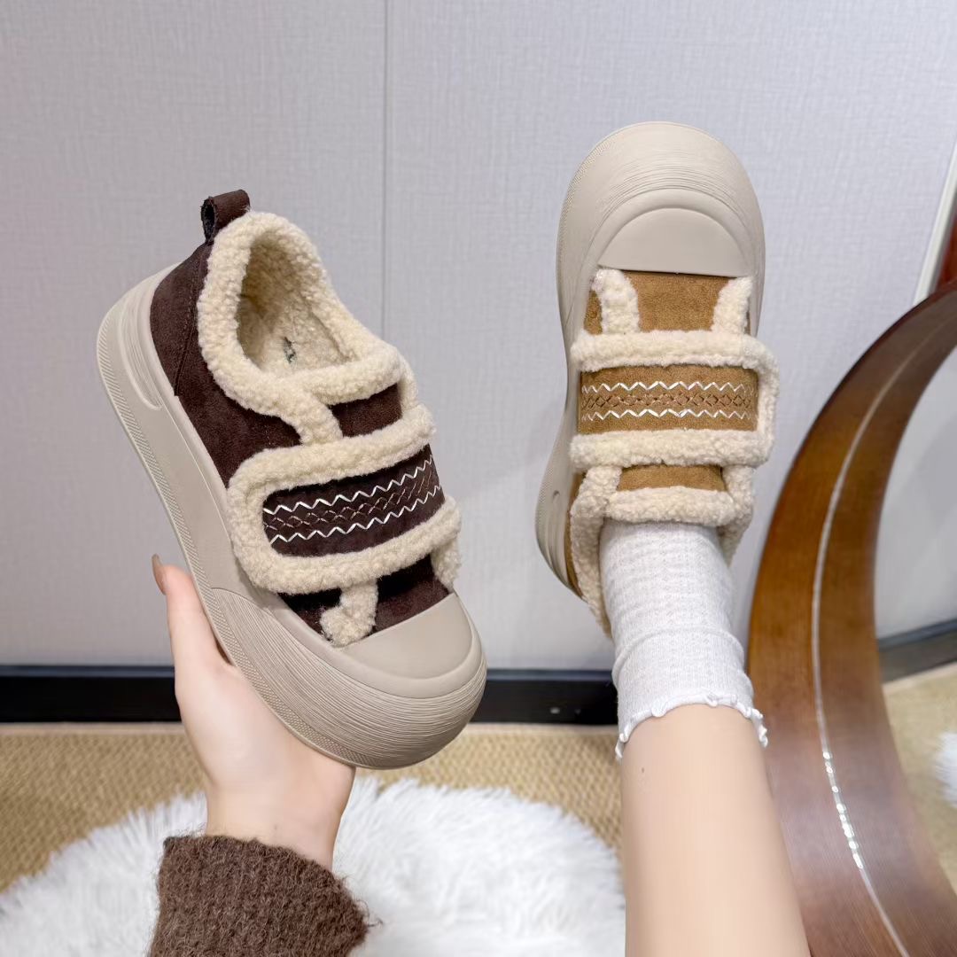 2025新款魔术贴加绒保暖休闲鞋女厚底增高百搭运动板鞋潮8811